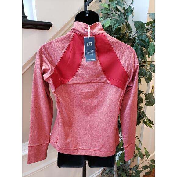 Cutter & Buck Jacket Red Women's Size Medium Melange Stripe Large Long Sleeves - Picture 4 of 12